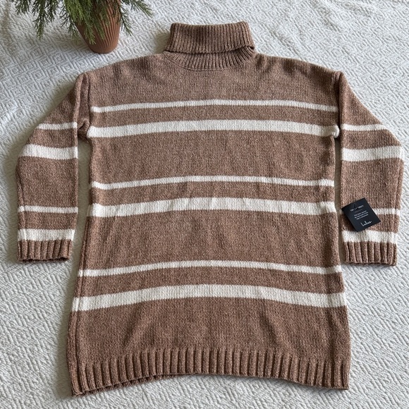 Lulus Casual Attitude Beige Striped Turtleneck Mini Sweater Dress Size XL - Picture 3 of 9